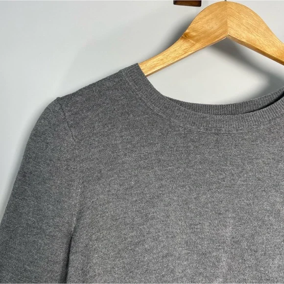 Loft Grey Sweater Layered Sheer White Lining Split Back Ruffle Preppy Clueless - Picture 3 of 9